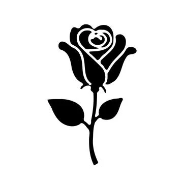 Black Rose Silhouette on White Background 库存插图