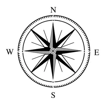 Black Rose of Wind icon compass isolated on white background. Vector 스톡 일러스트