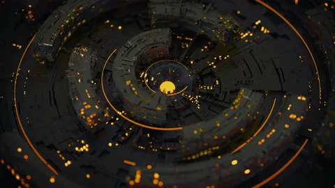 Black rotating circle elements seamless loop 3D render animation Stock Footage 162876151