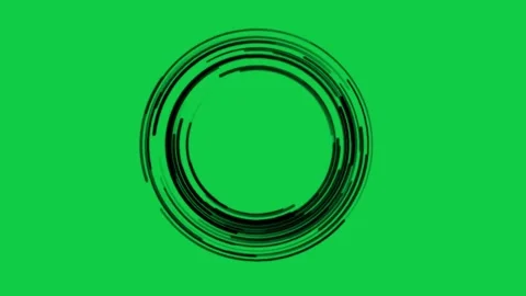 Black rotating concentric circles and abstract spiral lines on green screen.. Stock Footage 342723399