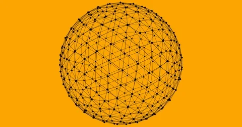 Black rotating sphere shell of interconnecting nodes. Orange background. 8K loop Stock Footage 120520176