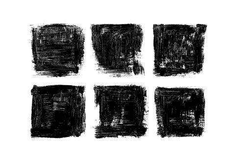 Black rough edge squares hand drawn collection. Stock Illustration