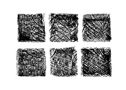 Black rough edge squares hand drawn collection. Illustrazione stock