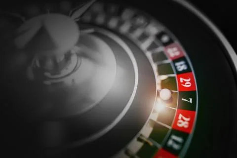 Black Roulette Game Closeup 3D Render Illustration. Roulette Casino Gambling. Stock Illustration