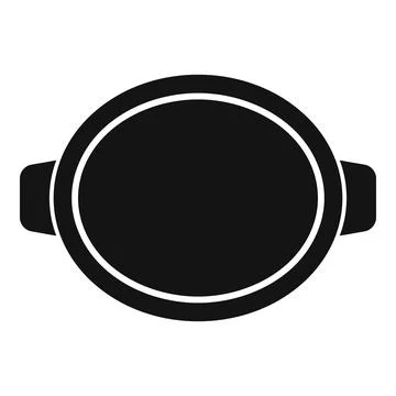 Black round baking tray with handles for oven baking icon Illustration