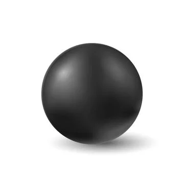 Black round ball. Sphere geometric empty metal decoration with light flares and Stock Illustration