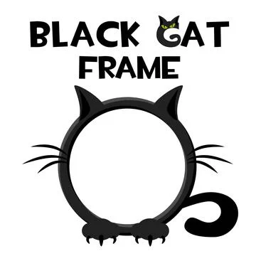 Black round cat frame, cartoon halloween avatar for ui games. Stock Illustration