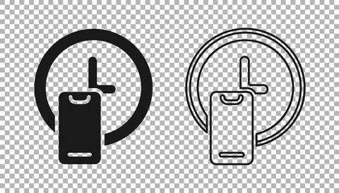 Black Round the clock delivery icon isolated on transparent background. Vector Illustrazione stock