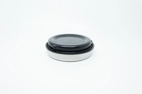 Black round coffee cup isolated on white background Stock Photos