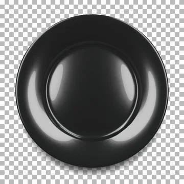 Black round empty plate top view with transparent shadow Stock Illustration