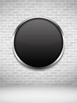 Black Round Frame on Brick Wall Stock Illustration