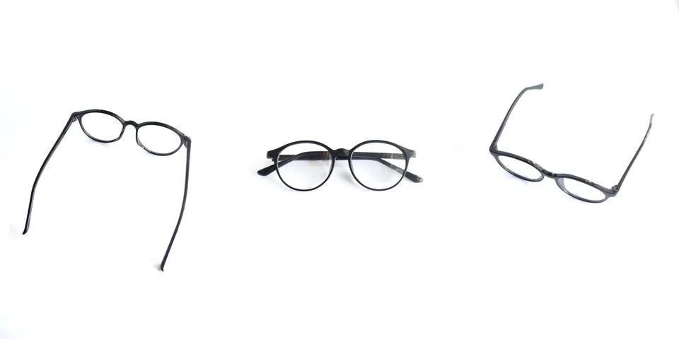 Black Round Glasses Isolated on a White Background Stock Photos