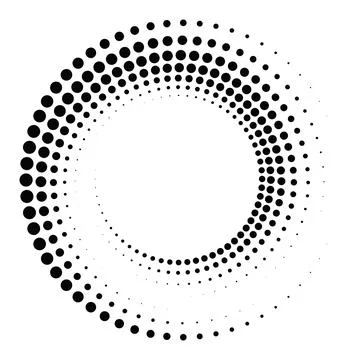 Black round halftone texture. Dotted radial swirl or tornado shape. Gradien.. Stock Illustration