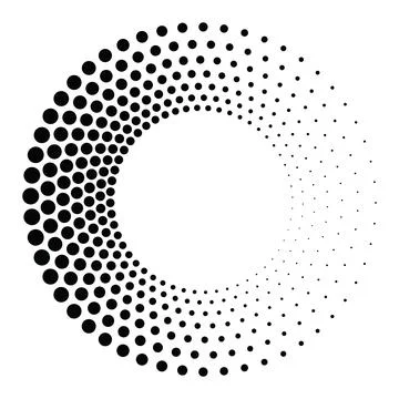 Black round halftone texture. Dotted radial swirl or tornado shape. Gradien.. Stock Illustration