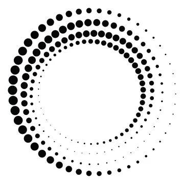 Black round halftone texture. Dotted radial swirl or tornado shape. Gradien.. Stock Illustration