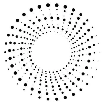 Black round halftone texture. Dotted radial swirl or tornado shape. Gradien.. Stock Illustration