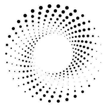 Black round halftone texture. Dotted radial swirl or tornado shape. Gradien.. Stock Illustration
