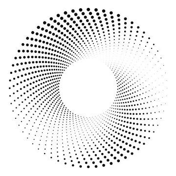 Black round halftone texture. Dotted radial swirl or tornado shape. Gradien.. Stock Illustration