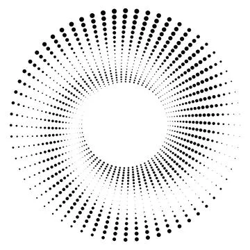 Black round halftone texture. Dotted radial swirl or tornado shape. Gradien.. Stock Illustration