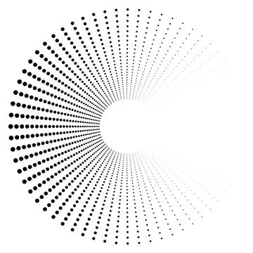 Black round halftone texture. Dotted radial swirl or tornado shape. Gradien.. Stock Illustration