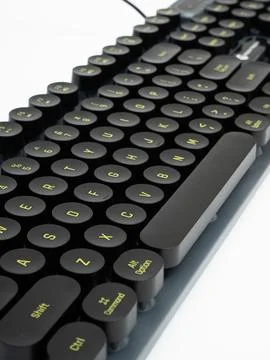 Black round keycap keyboard close-up Stock Photos