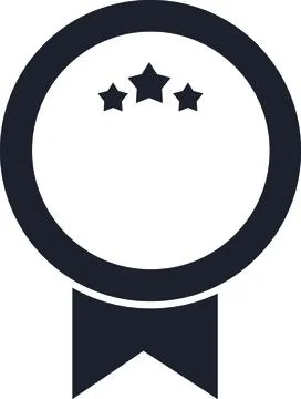 Black round medal tag with three stars Stock Illustration