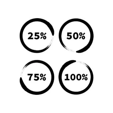 Black round progress bars in grunge style. Progress bar elements. Progress ba Stock Illustration