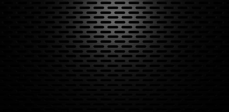 Black round rectangle holes grid grill background with light from above Stock Illustration