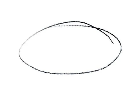 Black round scribble drawn with crayon on white background Stock Photos