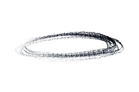 Black round scribble drawn with crayon on white background Stock Photos