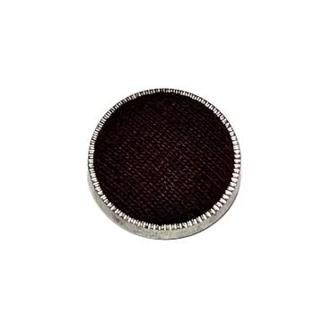 Black Round Silk Covered Button on White Background Flat Lay 스톡 사진