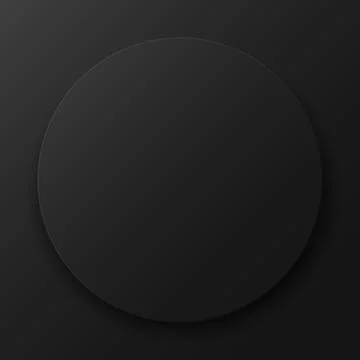 Black round sticker on a dark background. Template for your design presentati Stock Illustration