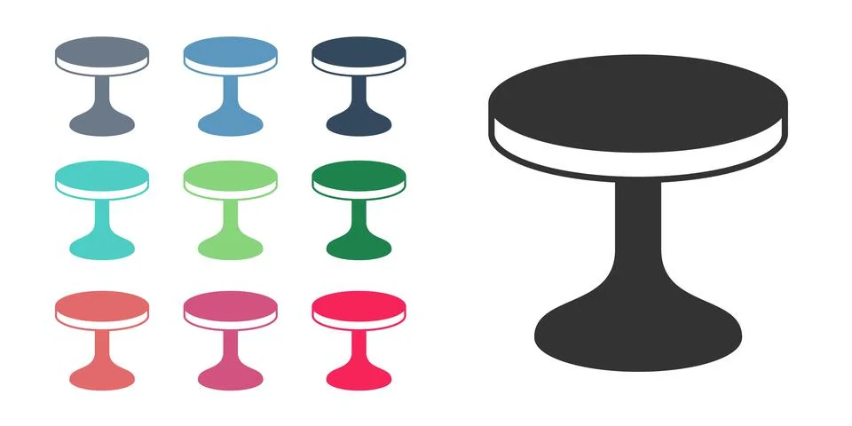 Black Round table icon isolated on white background. Set icons colorful. Vector Illustrazione stock
