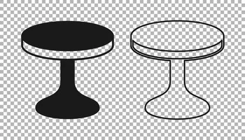 Black Round table icon isolated on transparent background. Vector Illustrazione stock