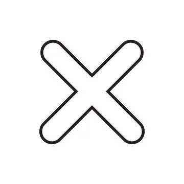 Black Rounded Cross Mark Outline Icon Stock Illustration