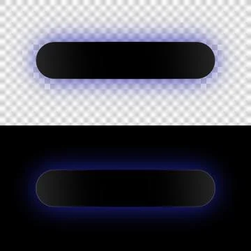 Black Rounded Pill Button Frame with Glow Border Isolated PNG UI Element Stock Illustration