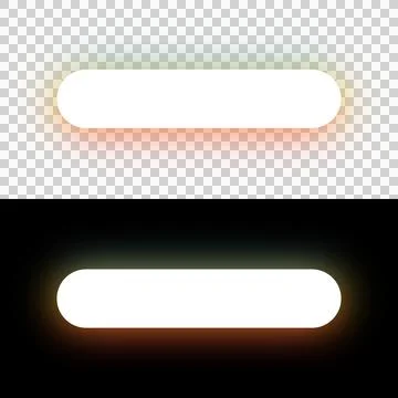 Black Rounded Pill Button Frame with Glow Border Isolated PNG UI Element Stock Illustration