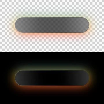 Black Rounded Pill Button Frame with Glow Border Isolated PNG UI Element Stock Illustration