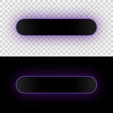 Black Rounded Pill Button Frame with Glow Border Isolated PNG UI Element Stock Illustration
