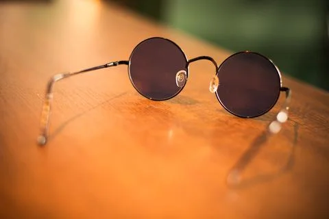 Black rounded sun glasses Stock Photos