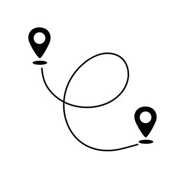 Black route tracking icon. Illustrazione stock