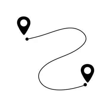 Black route tracking icon. Illustrazione stock