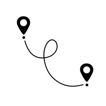 Black route tracking icon. Illustrazione stock