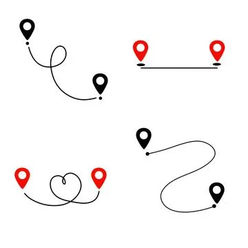 Black route tracking icon. Illustrazione stock