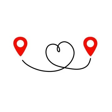Black route tracking icon. Simple 2 pins path Illustrazione stock