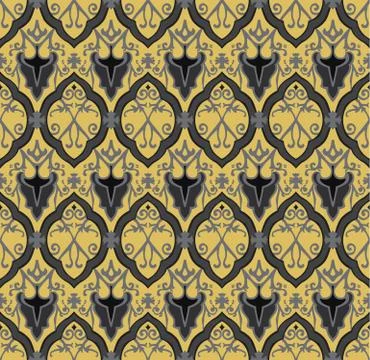 Black royal pattern. Seamless vector background Stock Illustration