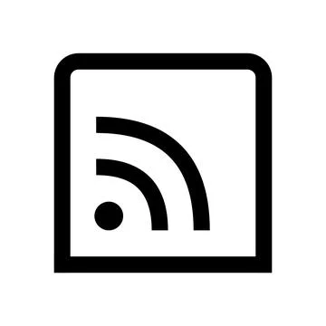 Black rss feed icon for digital communication and web interface design Stock Illustration