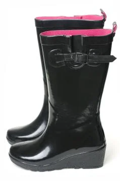 Black rubber boots Stock Photos