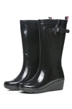 Black rubber boots Stock Photos