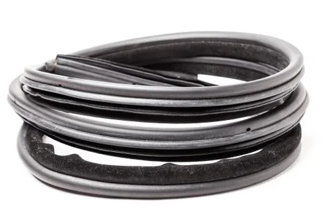 Black rubber insulator for elements of the body, doors or trunk, for sound in Stock Photos
